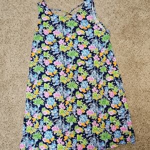 Disney Lily Pulizer Navy Blue Floral Crisscross Sundress